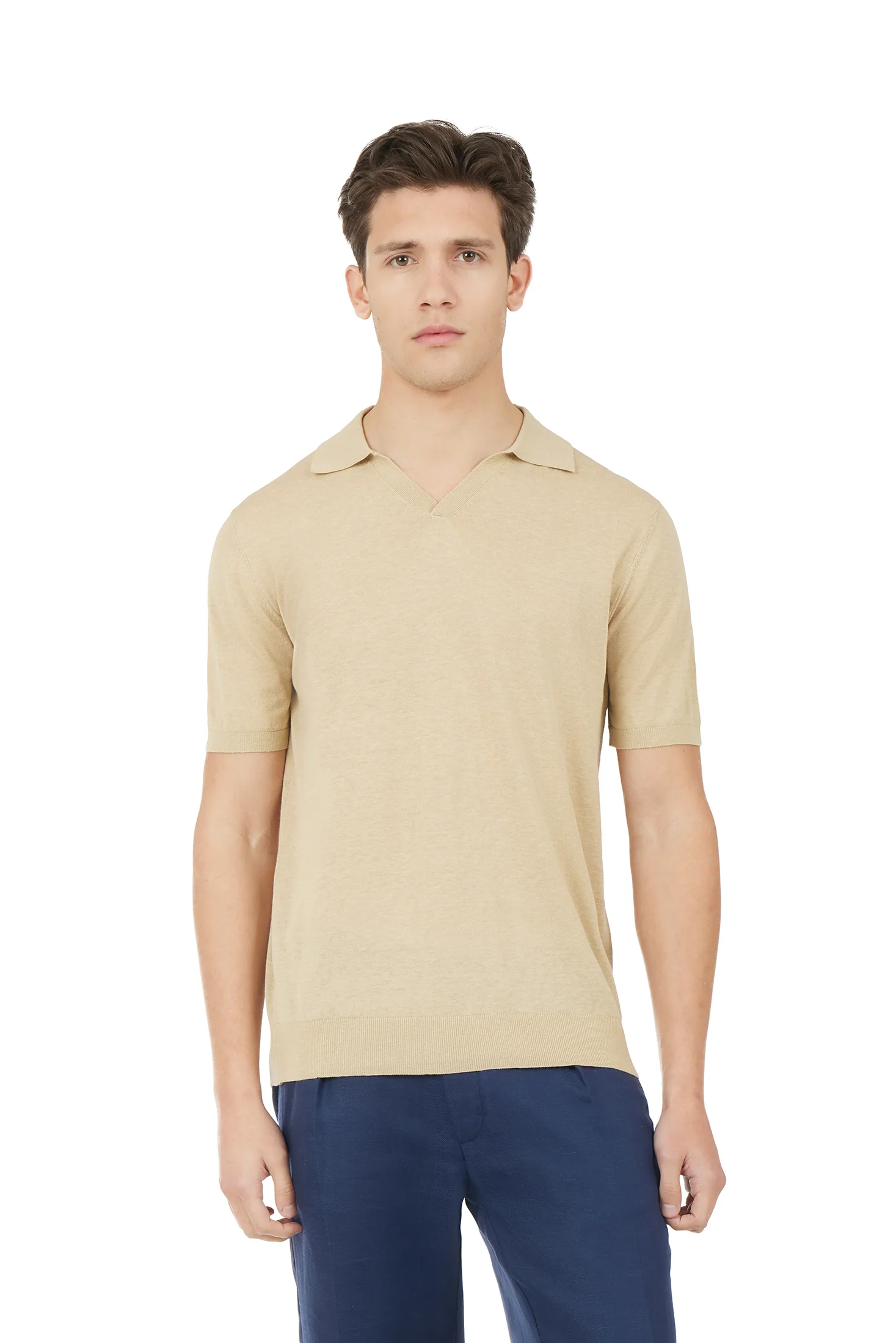 Polo derby in maglia misto lino seta - Image 13