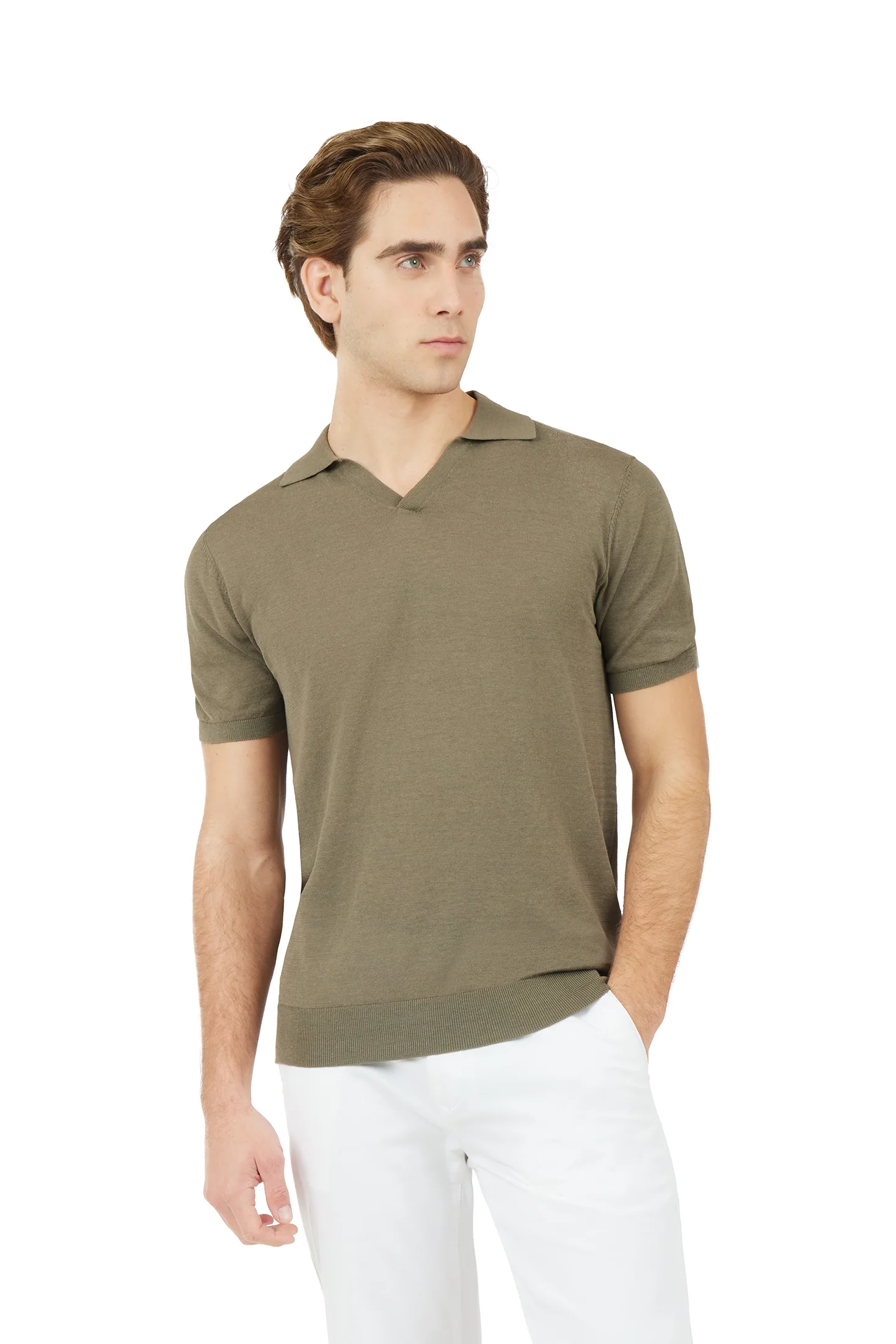 Polo derby in maglia misto lino seta - Image 25