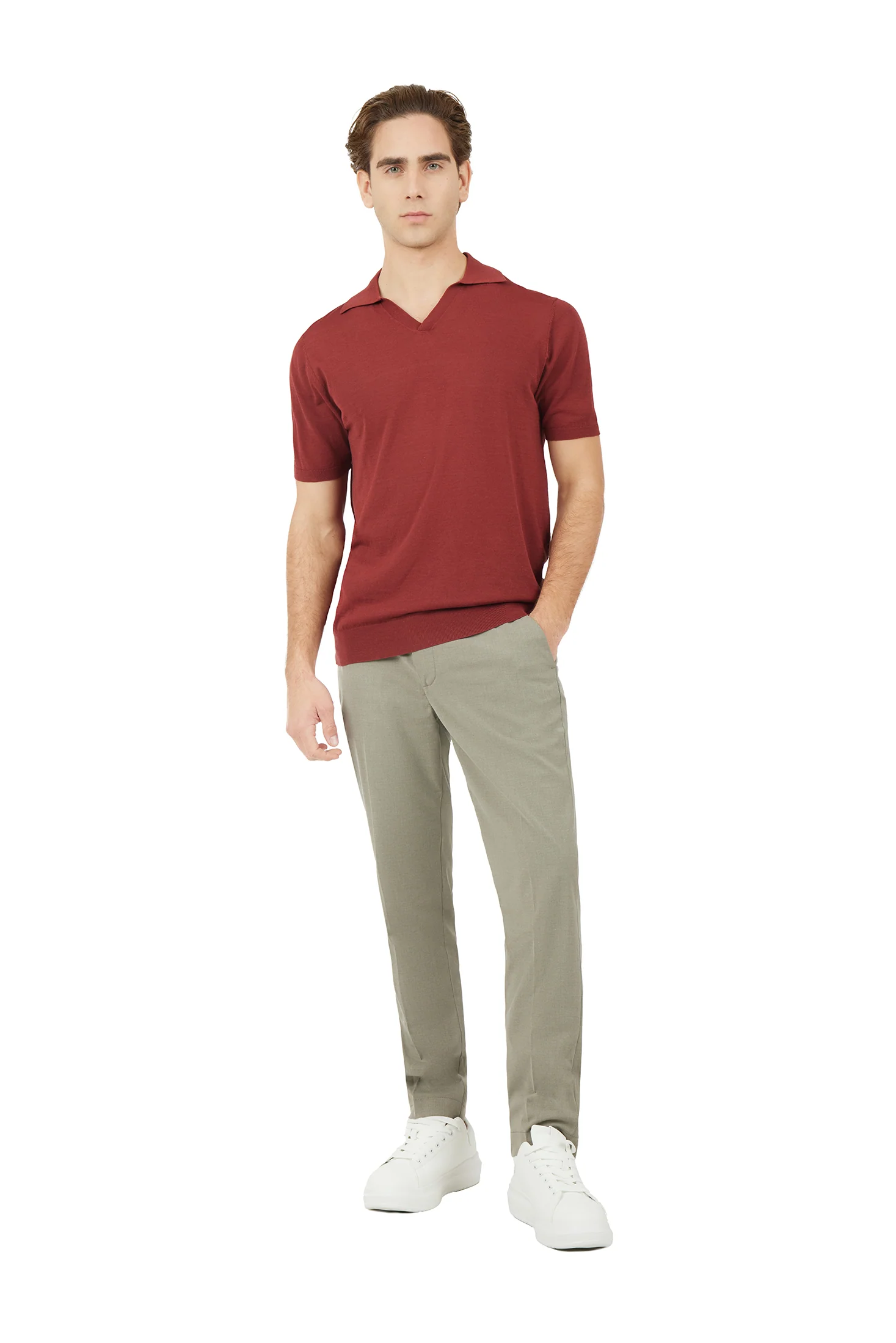 Polo derby in maglia misto lino seta - Image 3