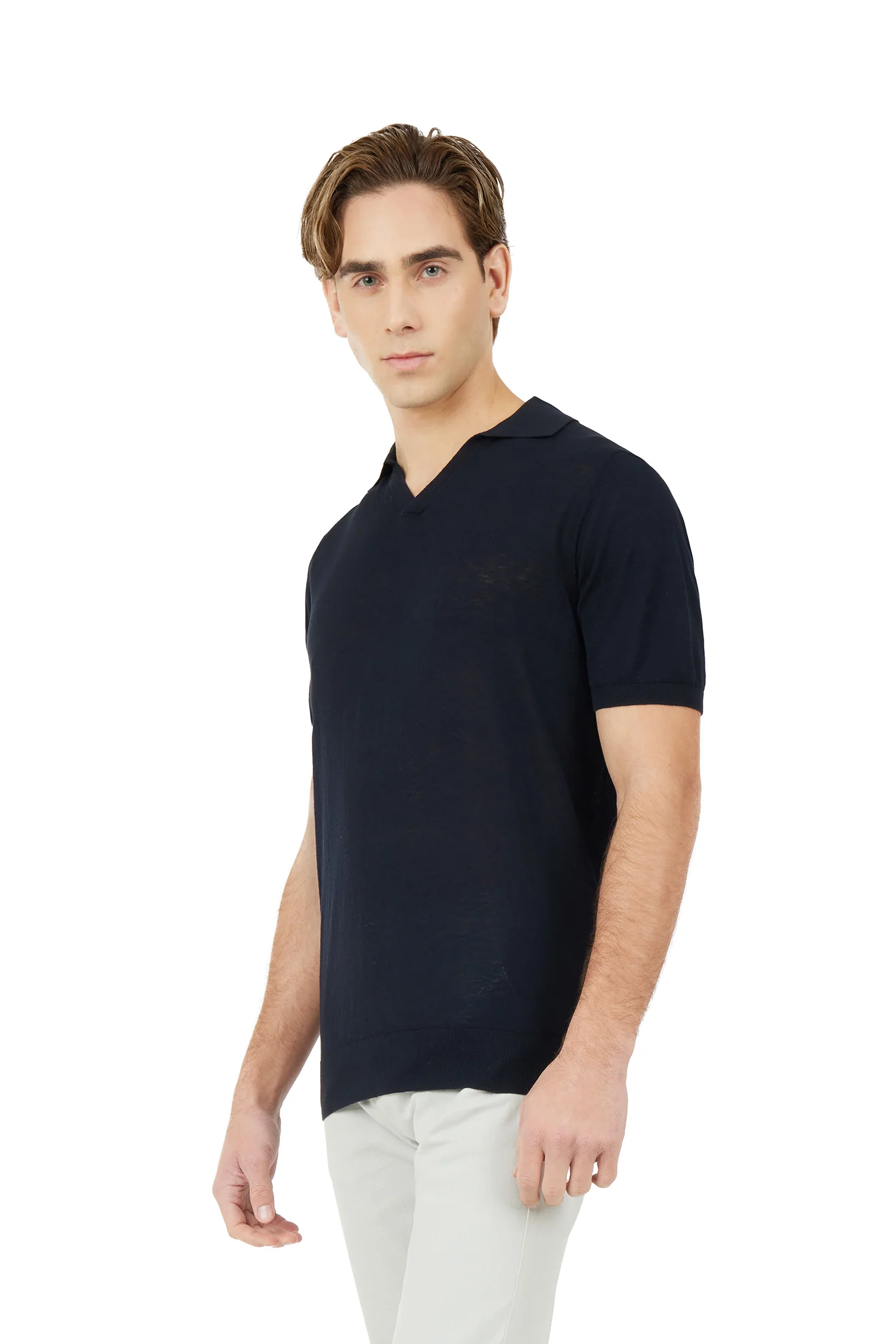 Polo derby in maglia misto lino seta - Image 7